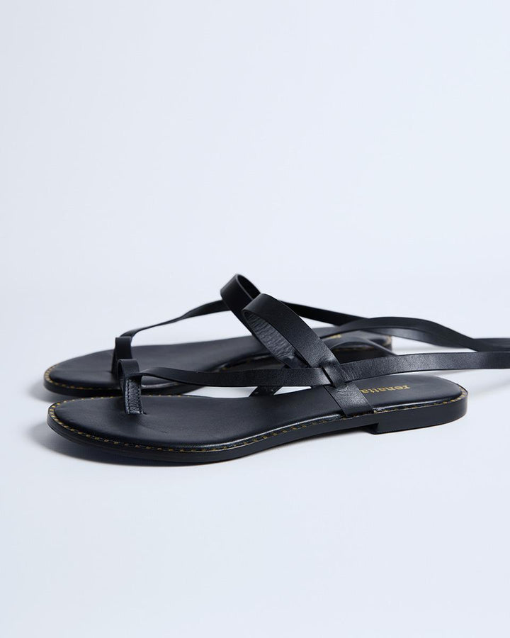 Black Asymmetrical Strap Sandal