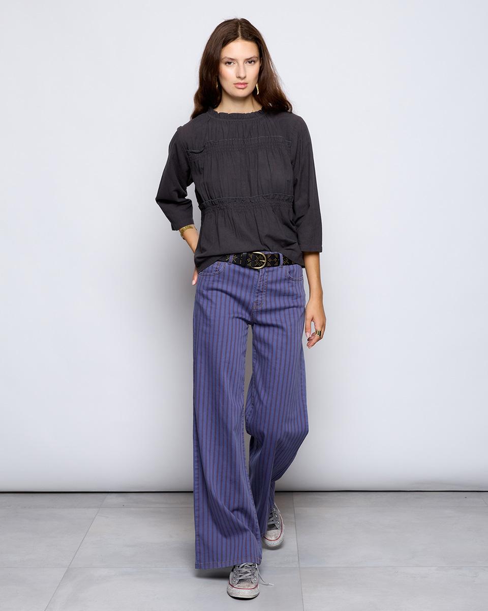 Wide Leg Jeans Purple Stripes