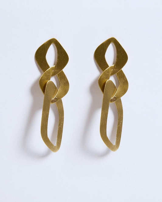 Gold Elongated Ovals Earring