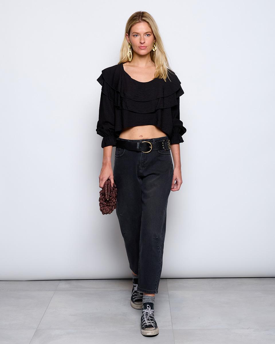 Black Ruffle Blouse