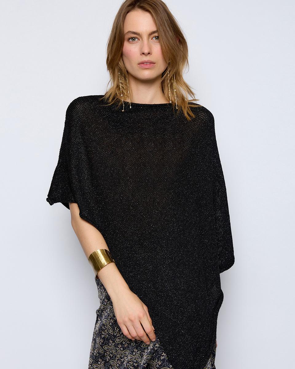 Poncho Punto Lurex Negro