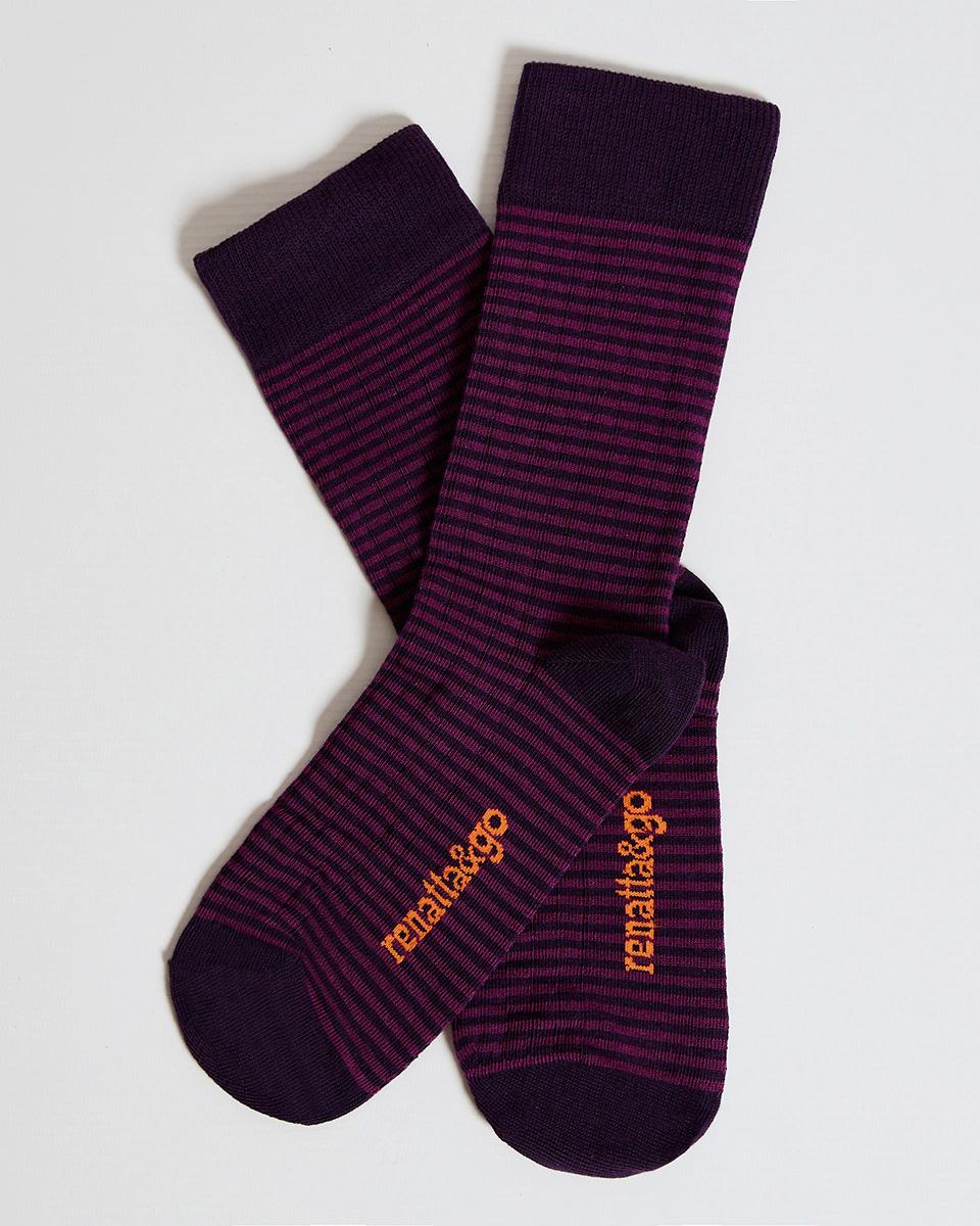 Purple Striped Mid-Calf Socks