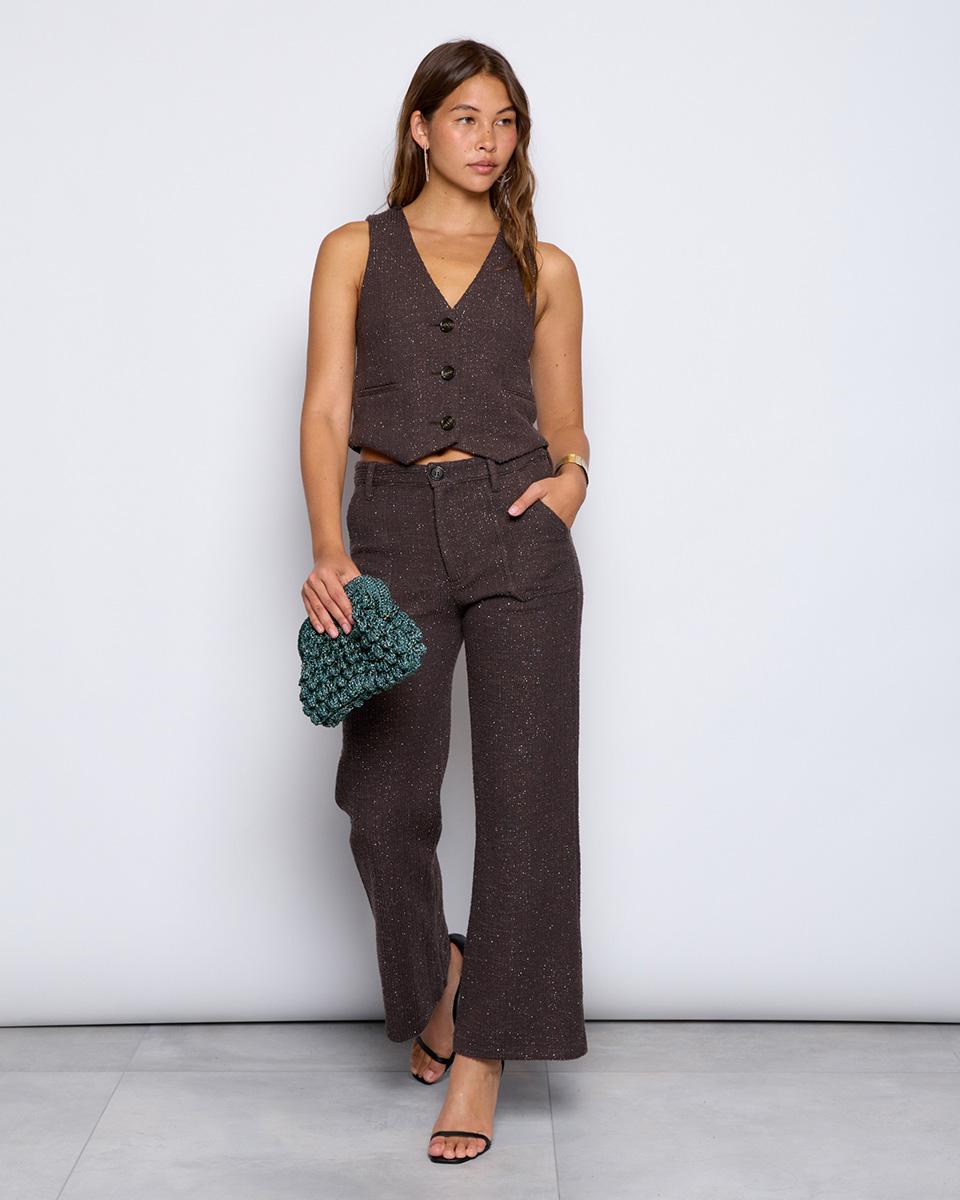 Brown Lurex Tailored Vest