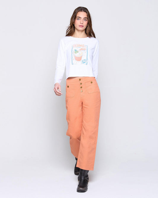 High Waisted Jeans with Orange Pockets