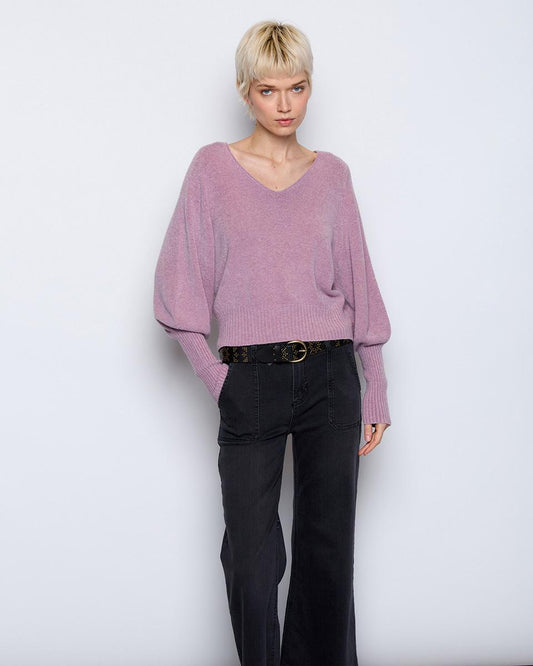 Soft Knit Jersey with Pink Rib Sleeves