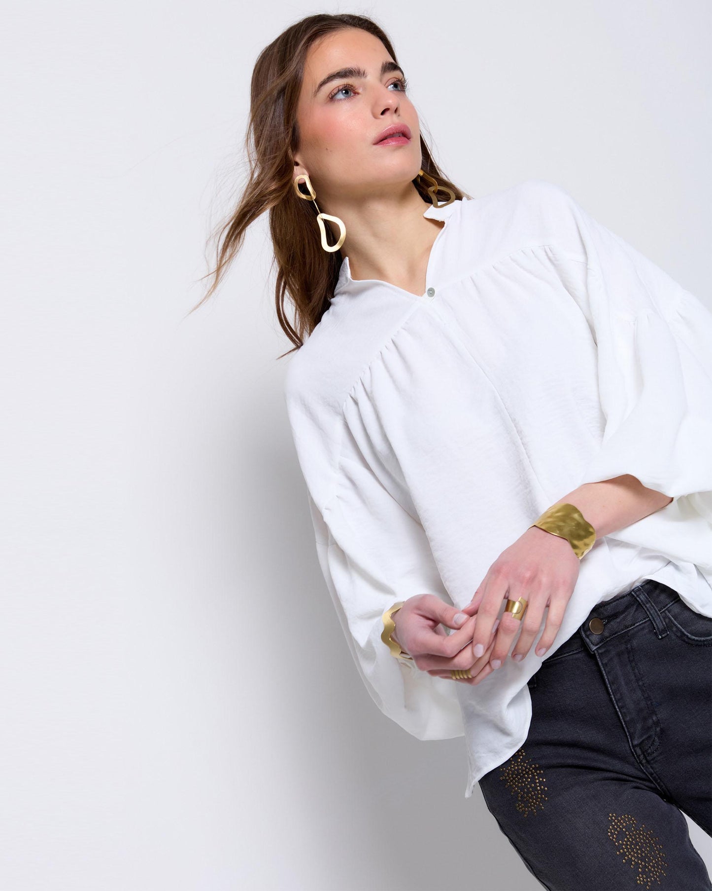 White Yoke Button Blouse