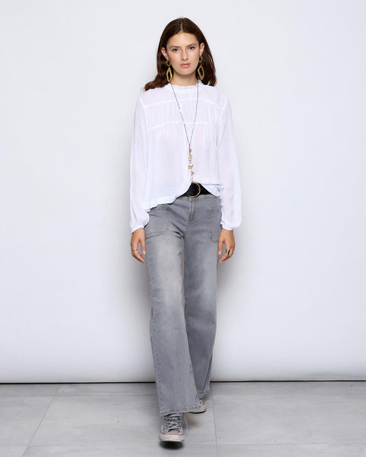 Blouse with elasticated bib, raw