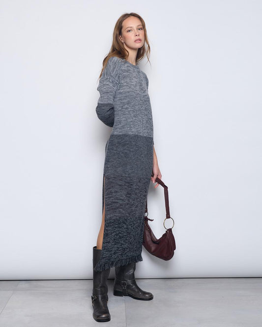 Anthracite Mottled Long Knit Dress