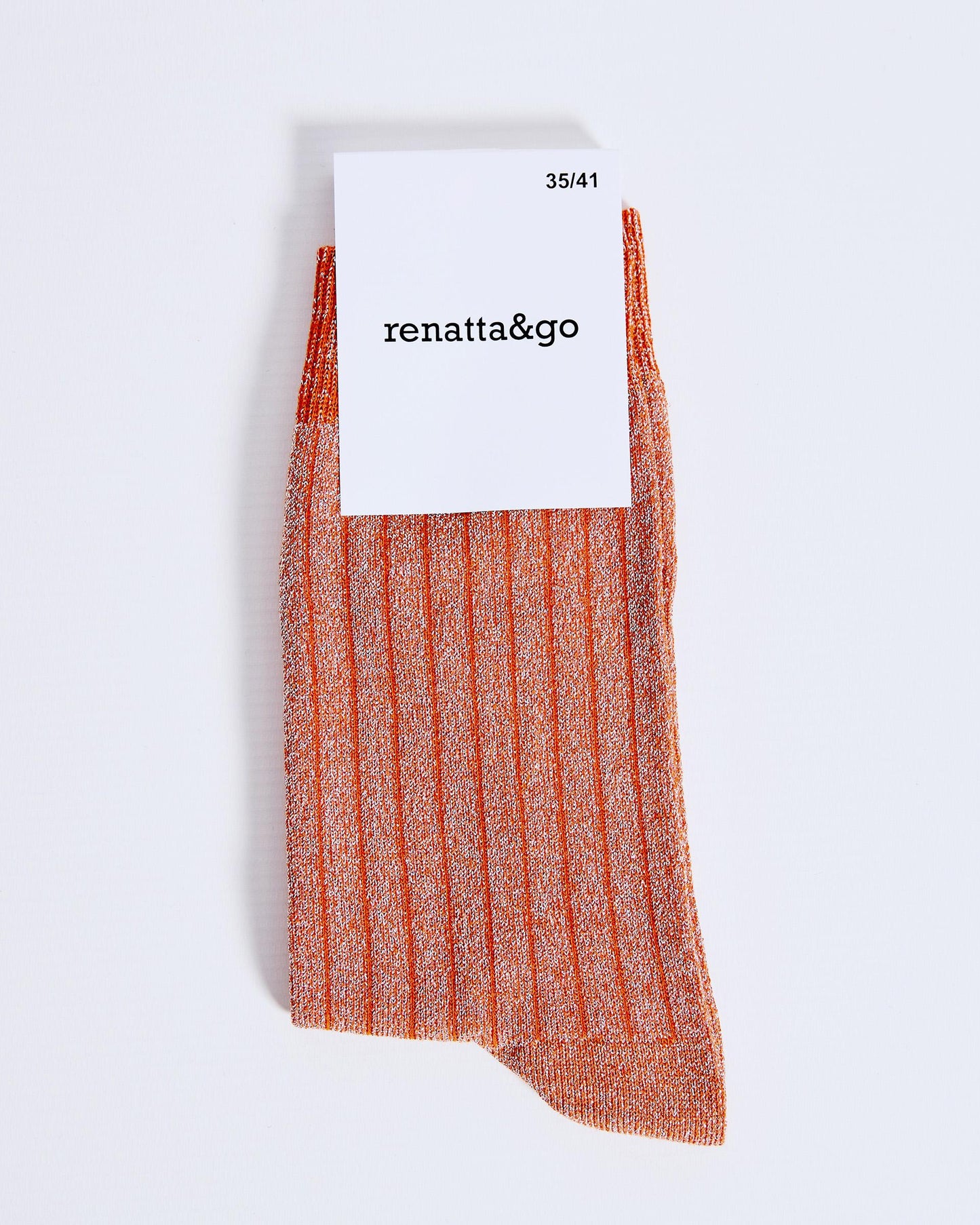 Orange Lurex Mid-Calf Socks