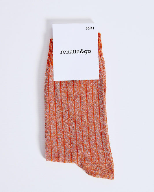 Orange Lurex Mid-Calf Socks