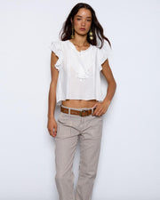 Blusa Sin Mangas Volante Blanco - 1