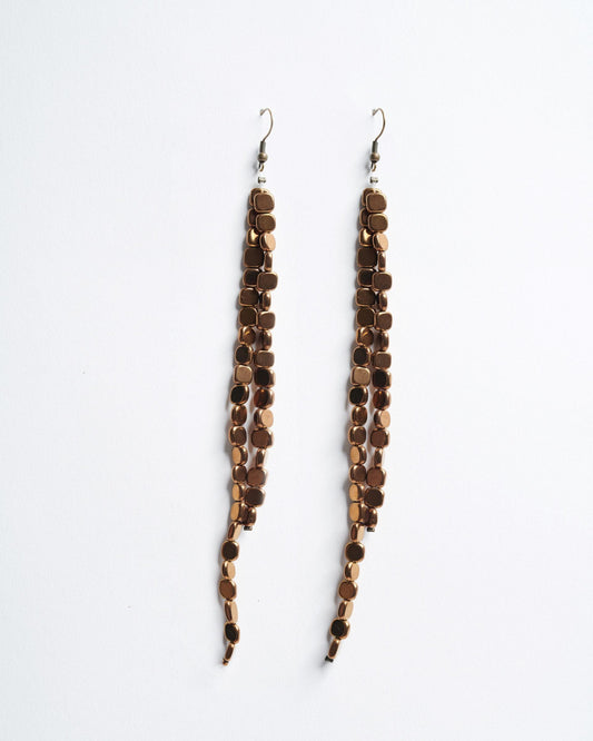 Double Bronze Strip Earrings