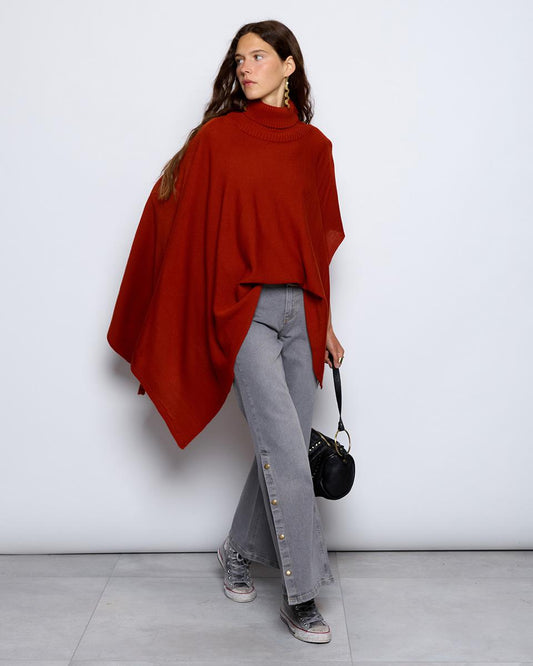 Orange Asymmetric High Neck Cape