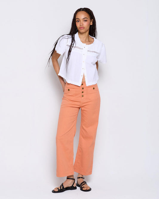 High Waisted Jeans with Orange Pockets