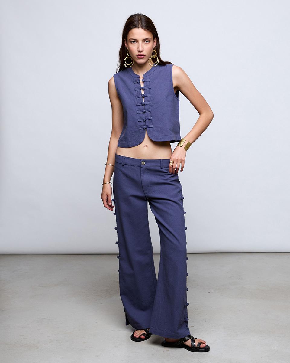 Dark Blue Japanese Knotted Pants