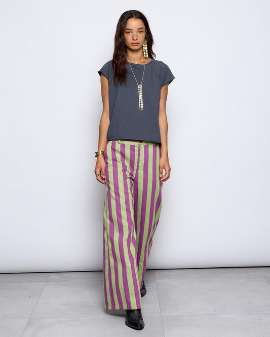 Fuchsia Striped Long Pants