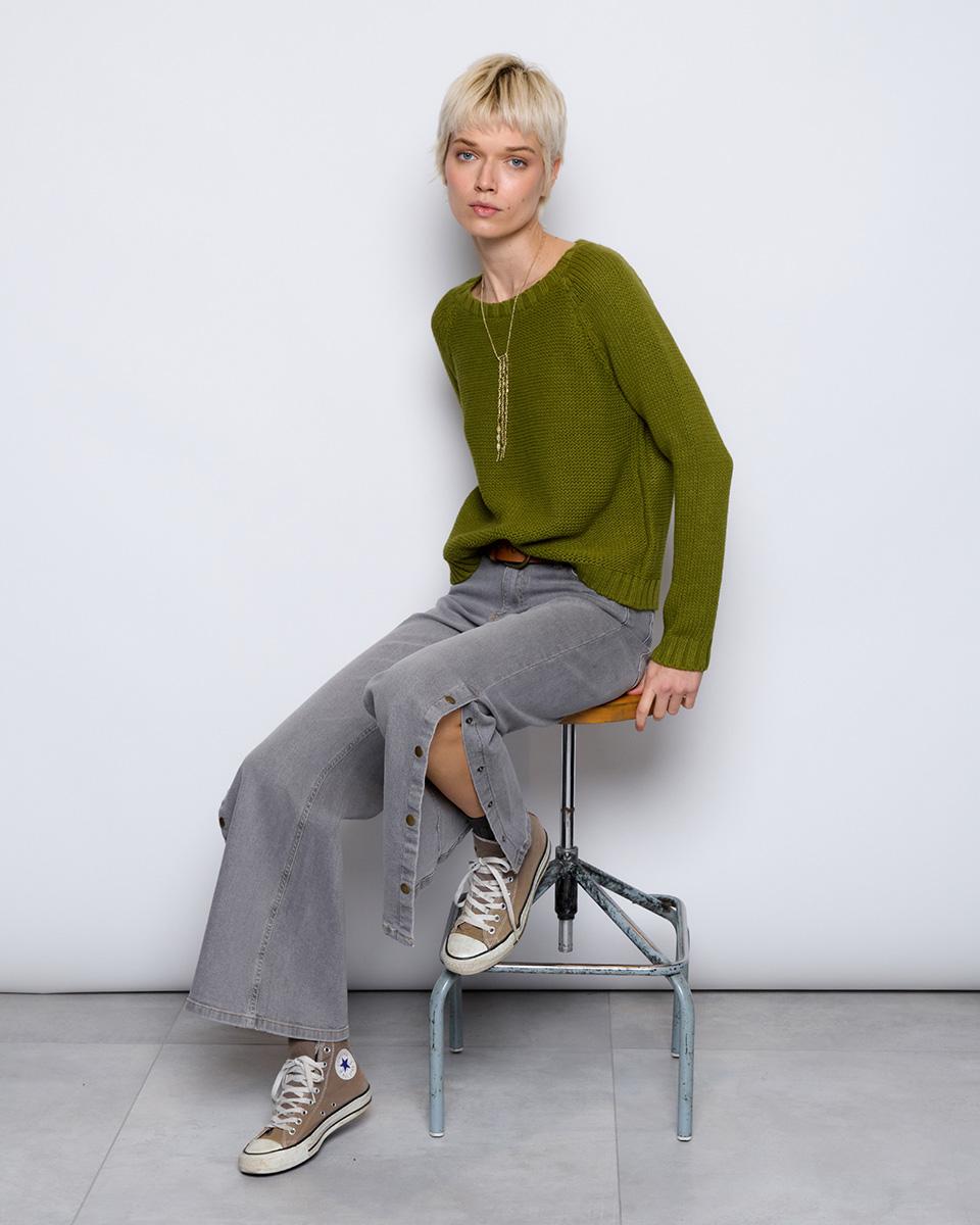 Green Boat Neck Sweater