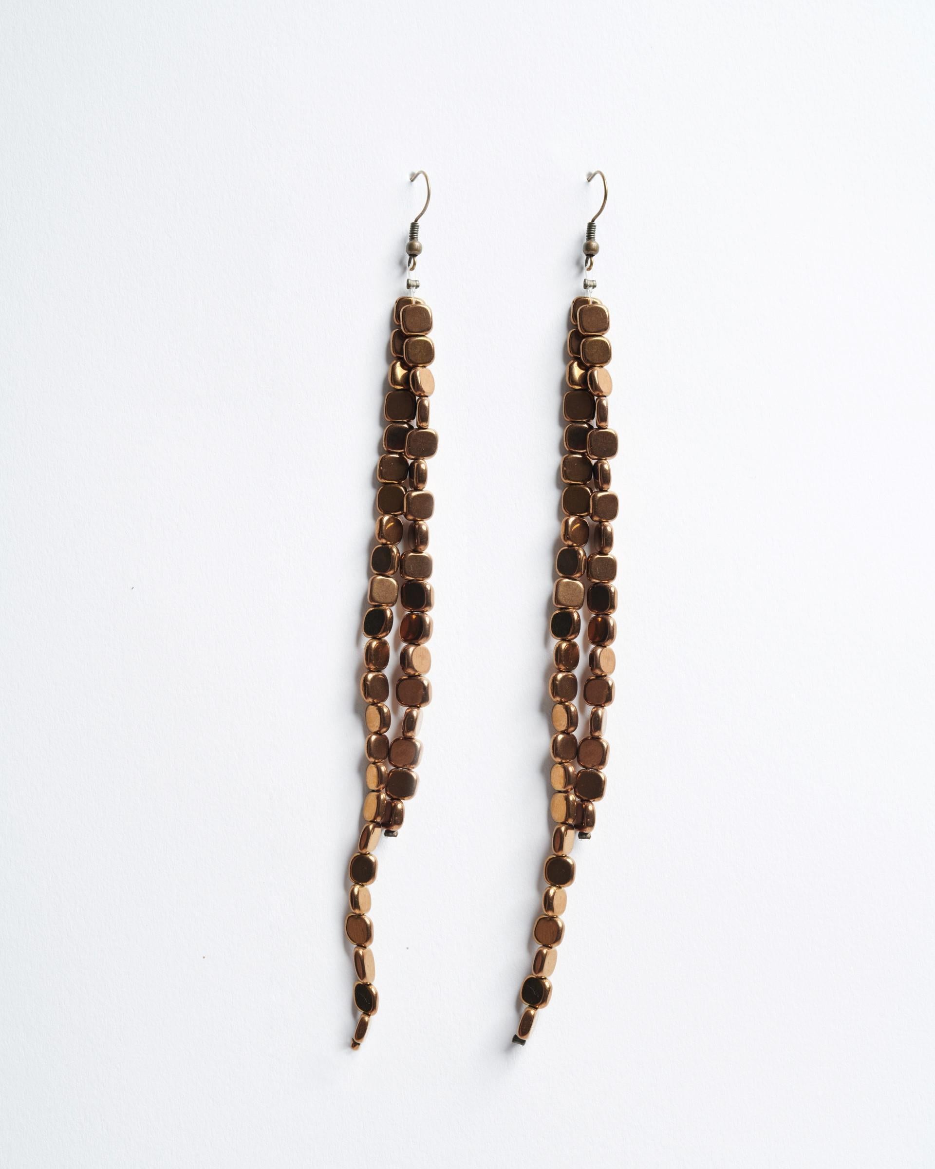 Pendientes Doble Tira Bronce - 1