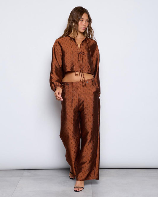 Orange Jacquard Long Trousers