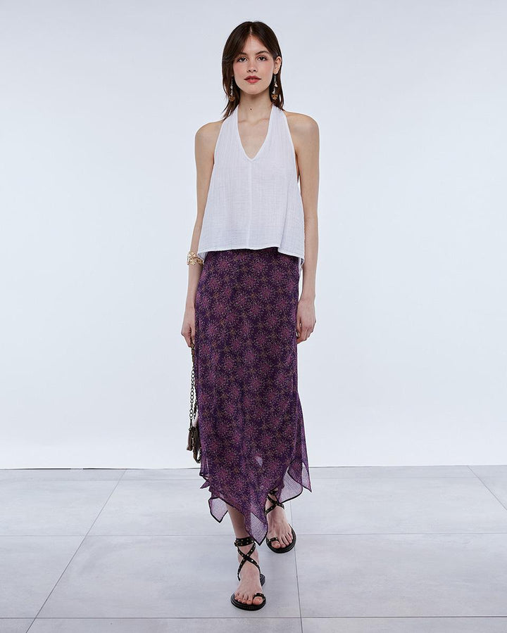 Purple Peaked Print Skirt
