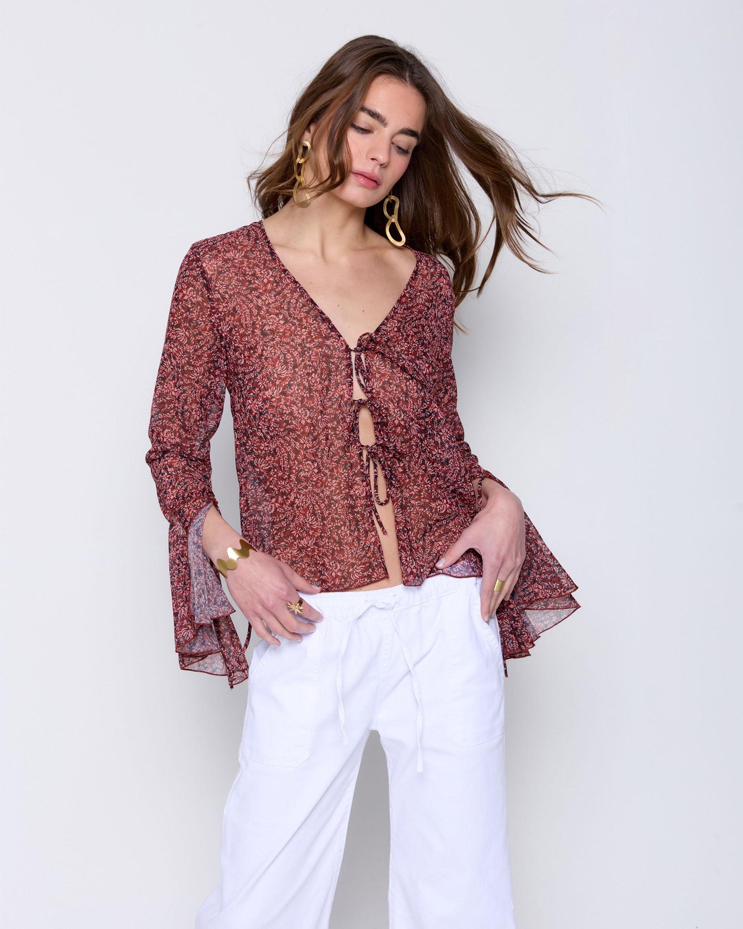 Mini burgundy print blouse