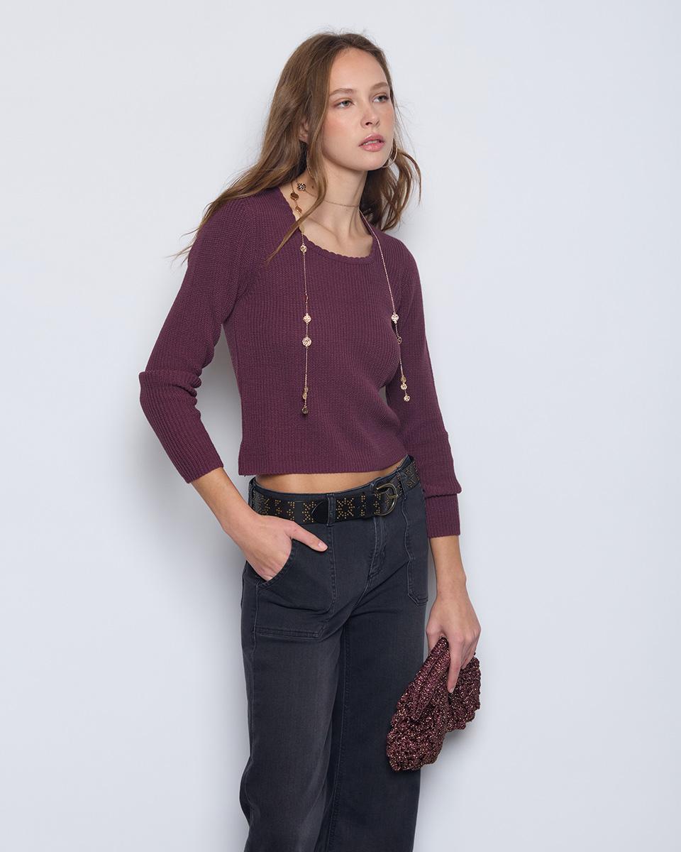 Purple Square Neckline Jersey