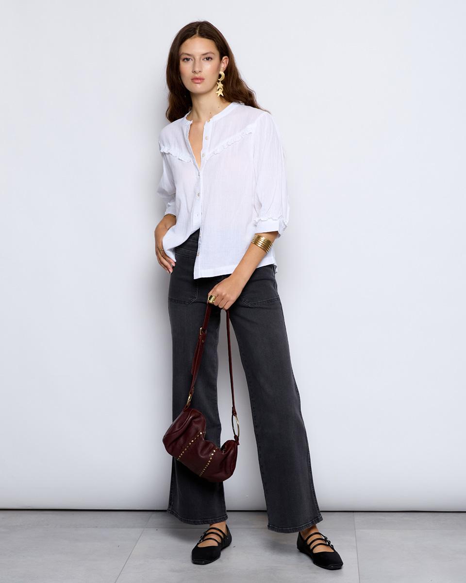 White Ruffle Yoke Blouse