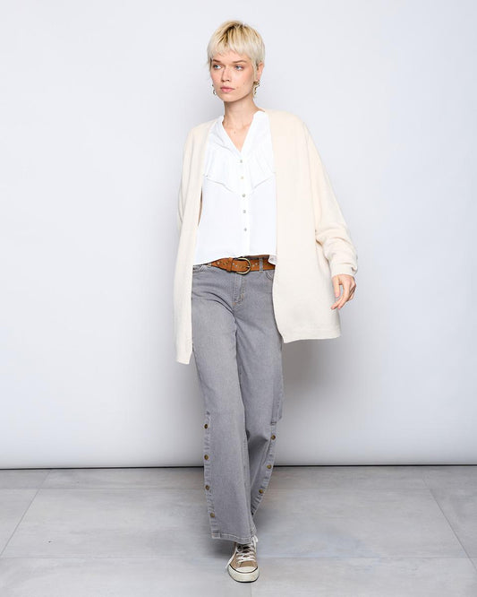 Long Soft Raw Knit Jacket