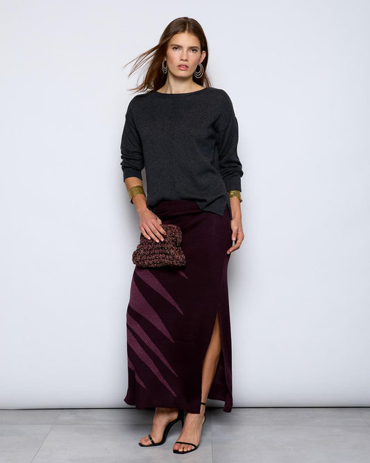 Long Skirt with Eggplant Star Stitch