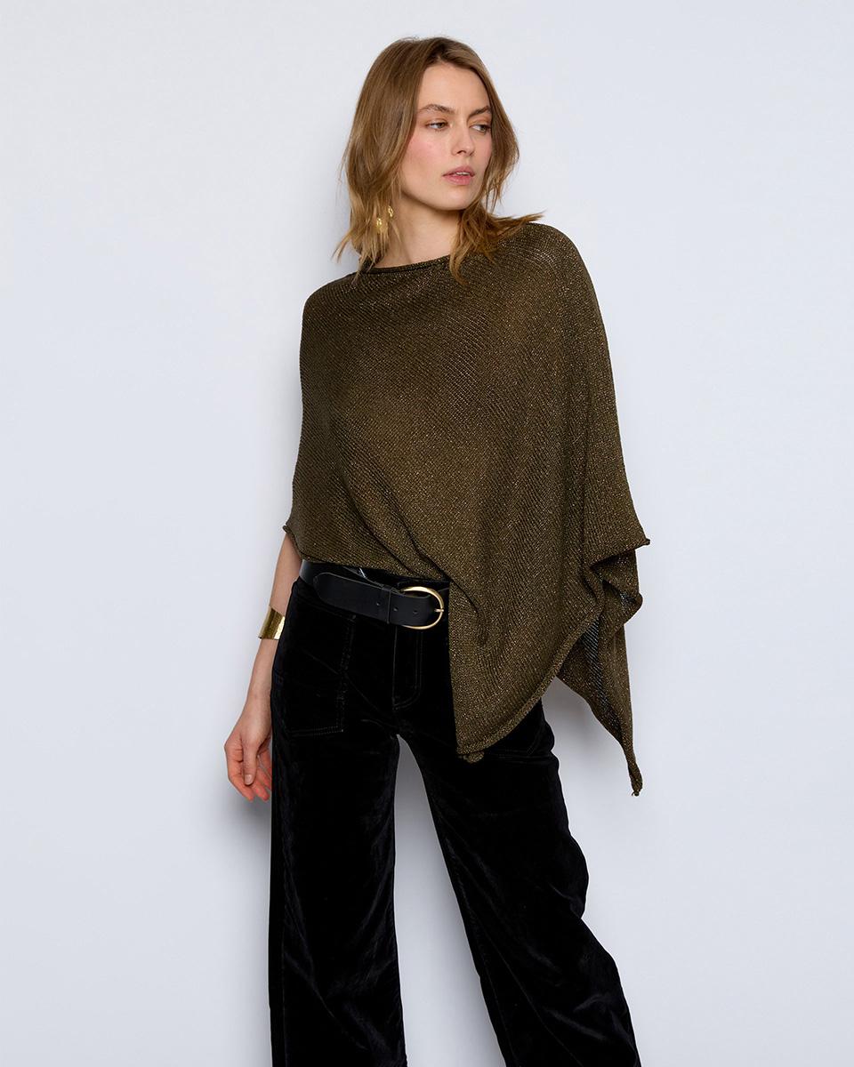 Brown Lurex Knitted Poncho