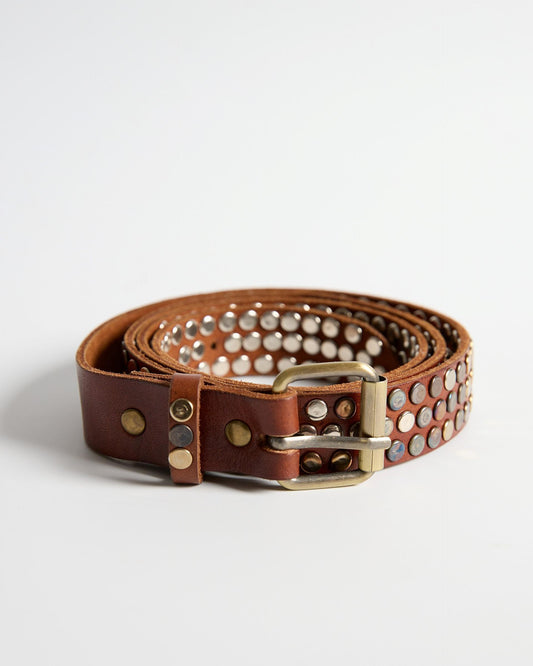 Brown Studded Leather Belt