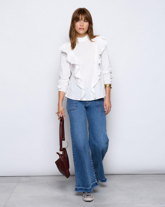 White Ruffle Blouse