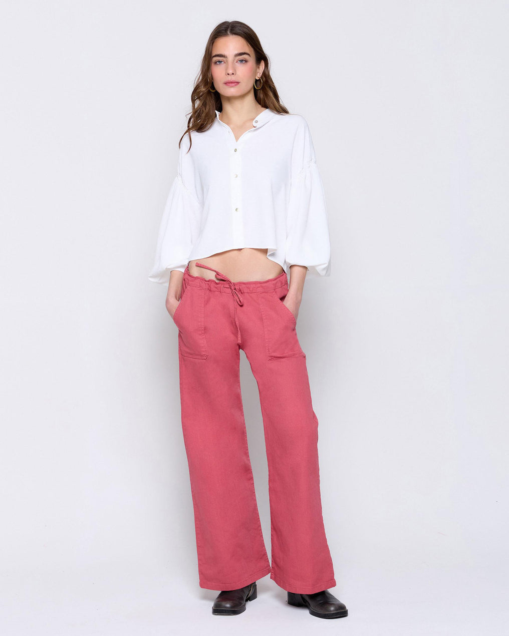 Pink Elastic Bow Jeans