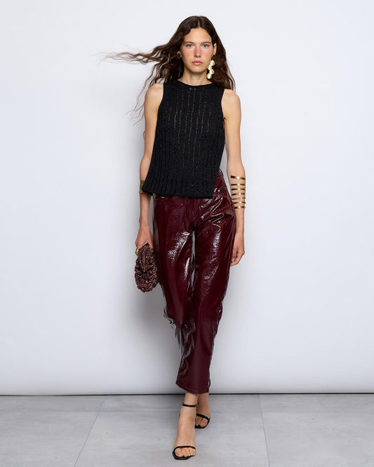 Garnet Shiny Straight Trousers