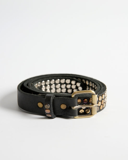 Black Studded Leather Belt