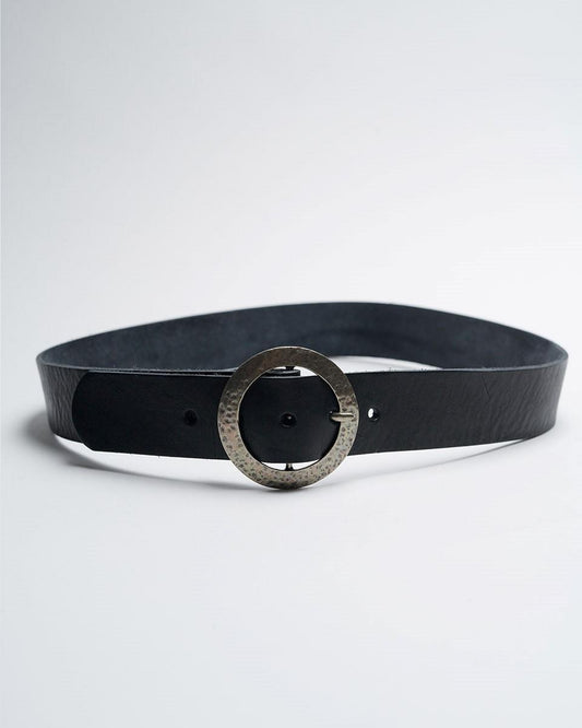 Smooth Leather Belt with Black Buckle