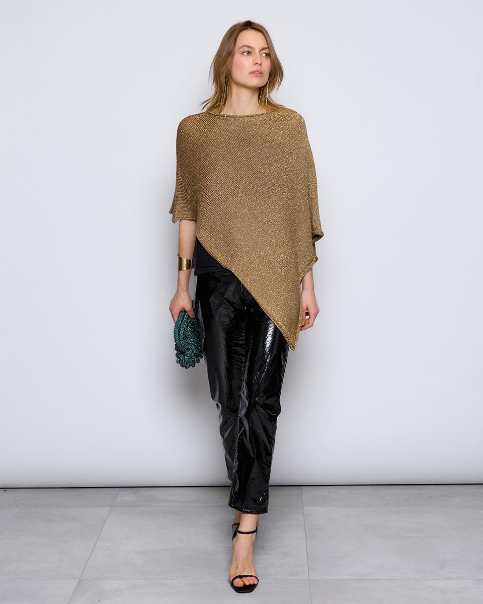 Gold Lurex Knitted Poncho