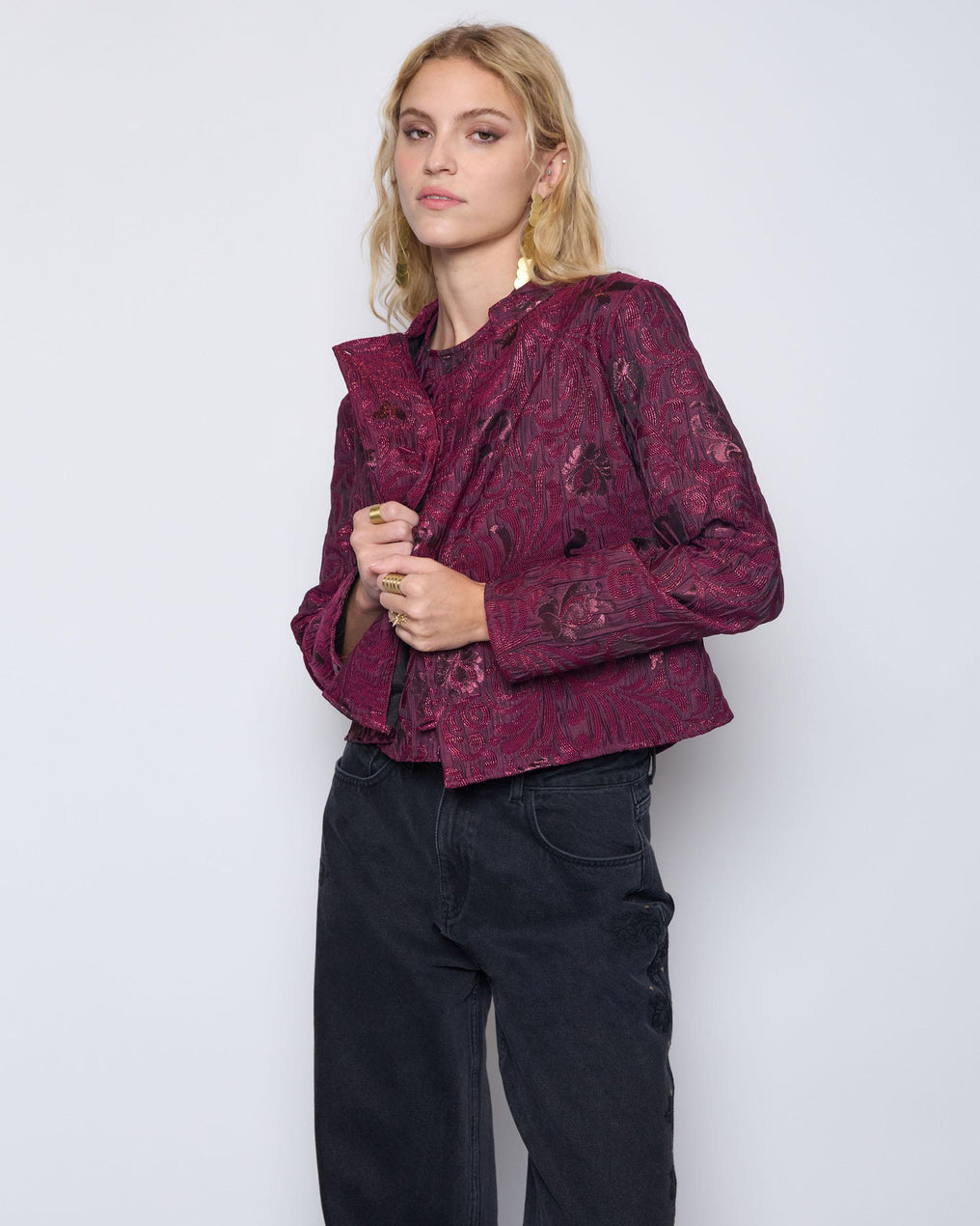 Chaqueta Jacquard Lurex Fucsia