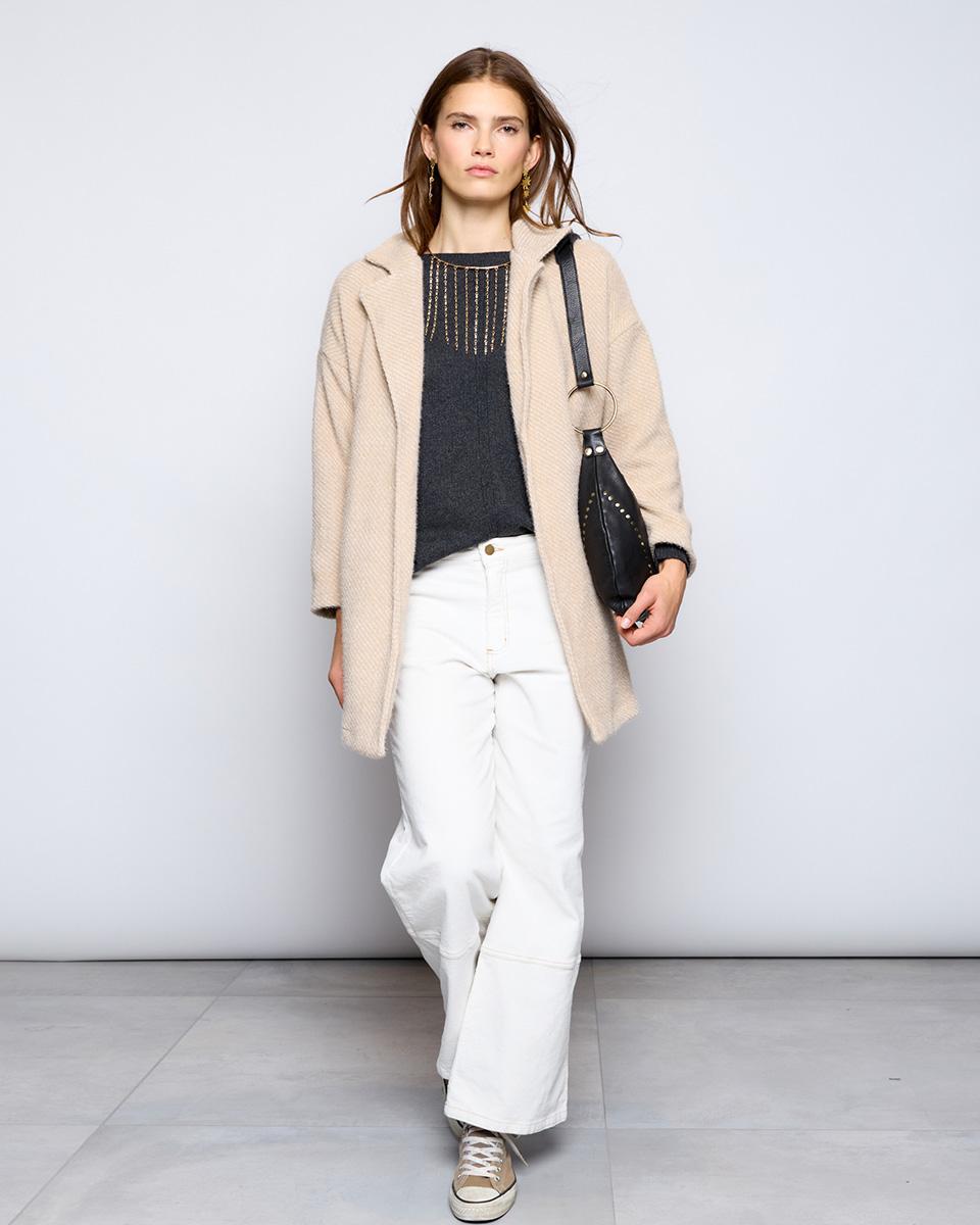 Beige Lapel Coat