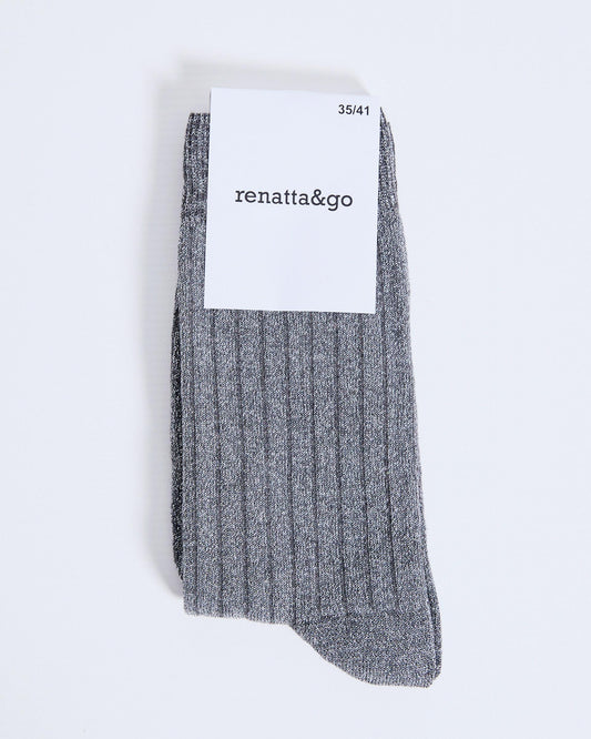 Anthracite Lurex Mid-Calf Socks