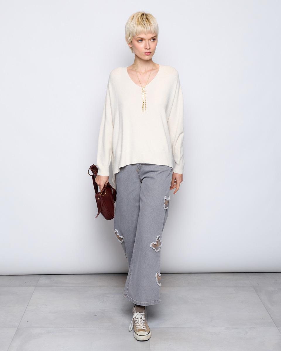 Soft Knit Jersey with Raw V-Neckline