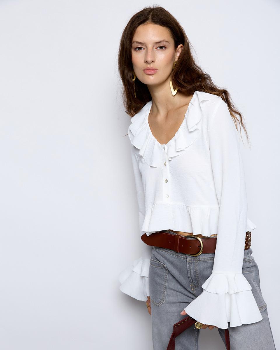 Blusa Volantes Blanco