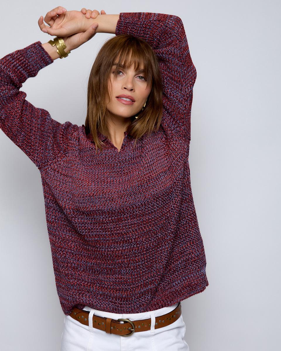 Maroon Lapel Neck Sweater