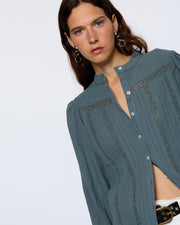 Blusa Antigua Puntillas Verde Agua - 2