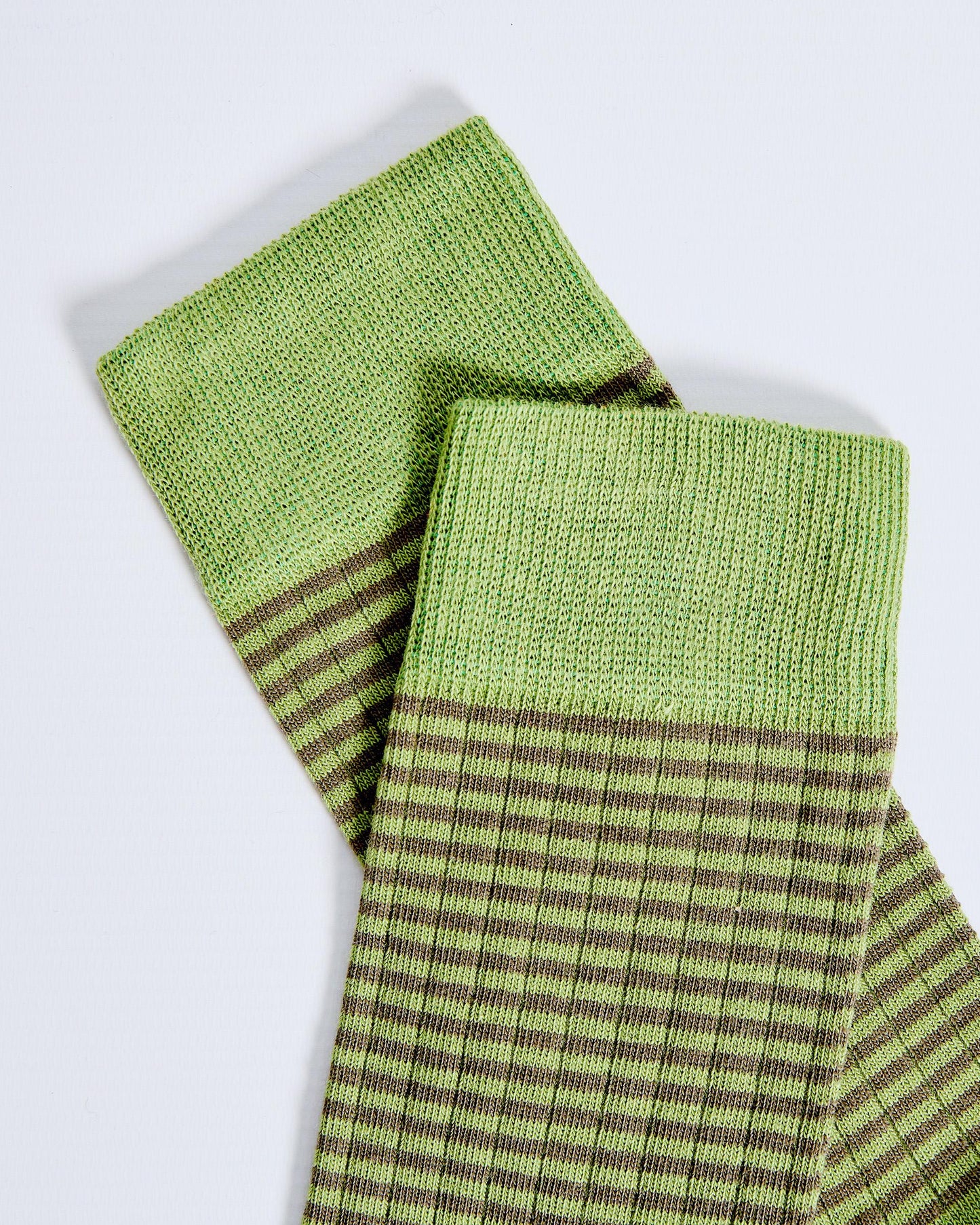 Green Striped Mid-Calf Socks