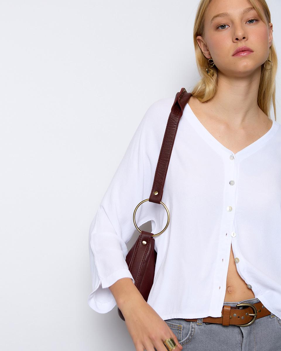 White V Neck Basic Blouse