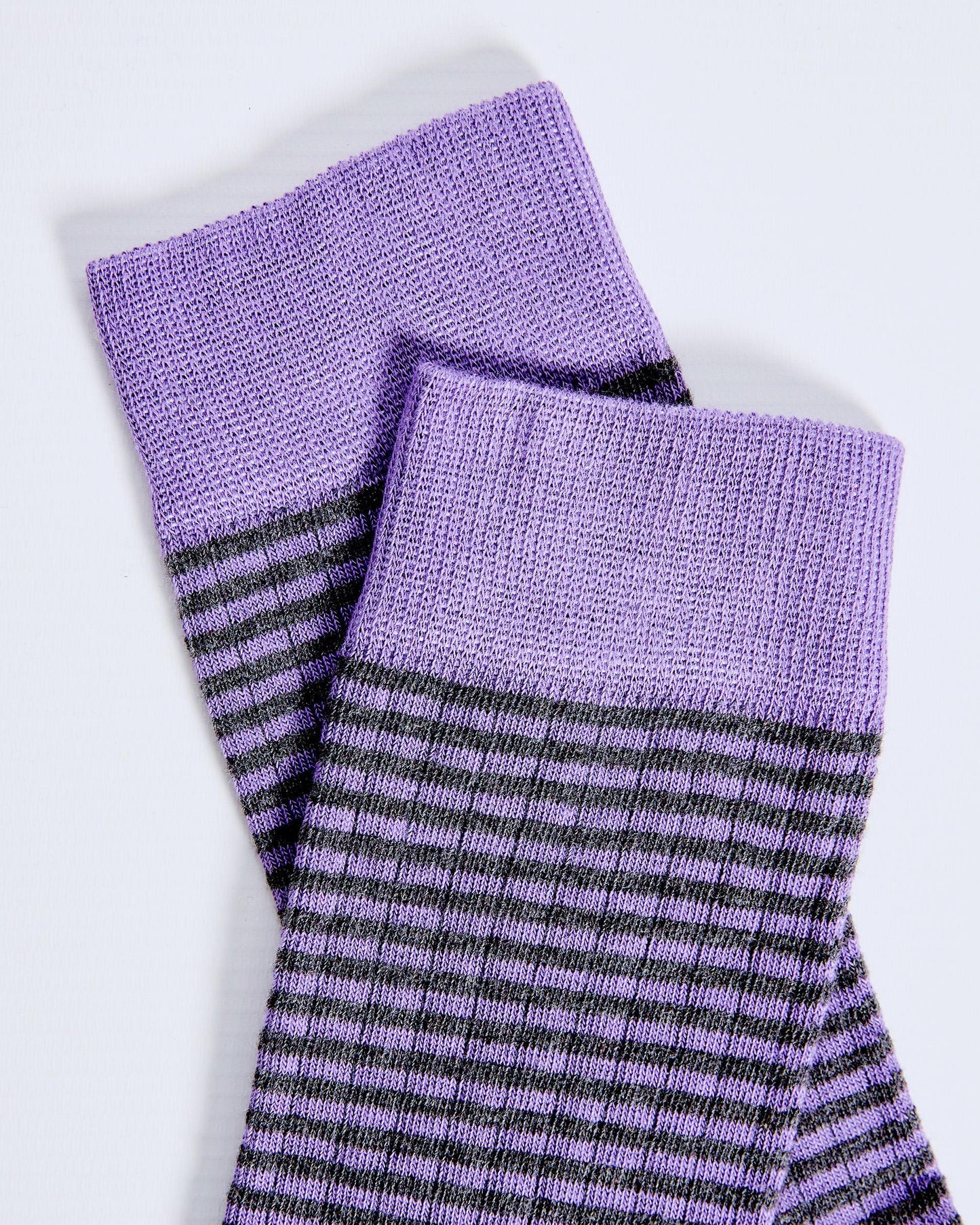 Purple Striped Mid-Calf Socks