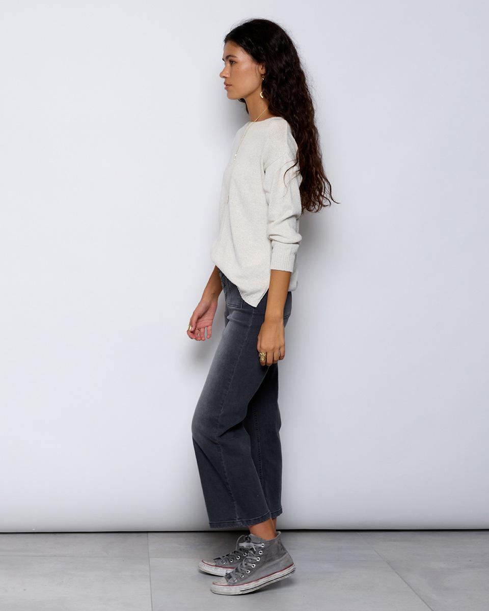 High Waisted Trousers with Anthracite Buttons