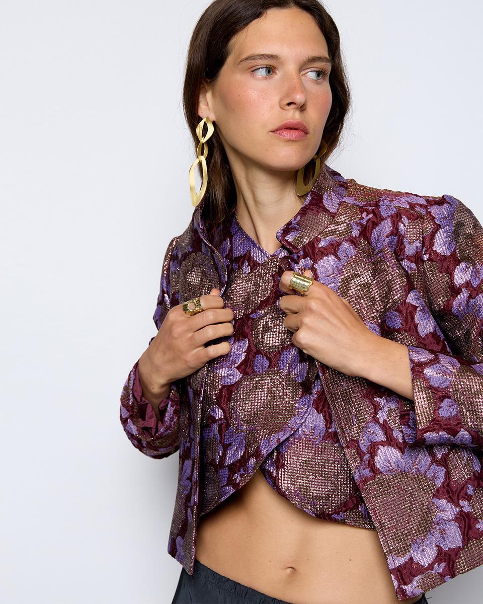 Top Jacquard Flores Morado