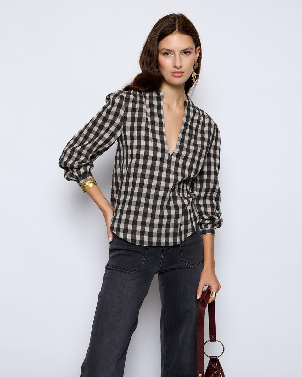 Green Checkered Blouse